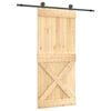 vidaXL Sliding Door Natural and Black 90 x 210 cm Solid Pine Wood