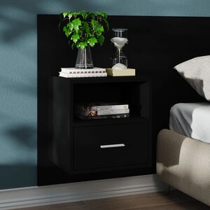vidaXL Wall-mounted Bedside Cabinet Black