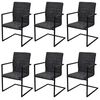 vidaXL Cantilever Dining Chairs 6 pcs Black Faux Leather