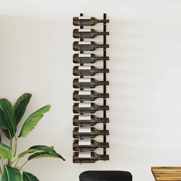 vidaXL Wall-mounted Wine Rack for 24 Bottles Black Iron