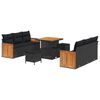 vidaXL Garden Sofa Set 9 pcs Black Poly Rattan and Powder-coated Steel