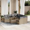 vidaXL 9 Piece Garden Sofa Set with Cushions Beige Poly Rattan