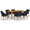vidaXL 7 Piece Garden Dining Set Black