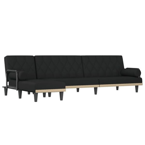 vidaXL L-shaped Sofa Bed Black 260x140x70 cm Fabric