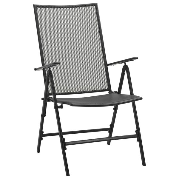vidaXL Folding Mesh Chairs 4 pcs Steel Anthracite