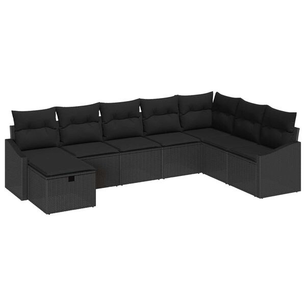 vidaXL Garden Sofa Set with Cushion with Storage 8 pcs Poly Rattan
