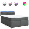 vidaXL Box Spring Bed with Mattress Dark Grey Queen Fabric
