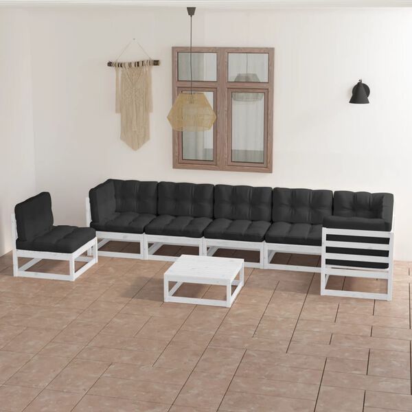 vidaXL 8 Piece Garden Lounge Set with Cushions Solid Pinewood