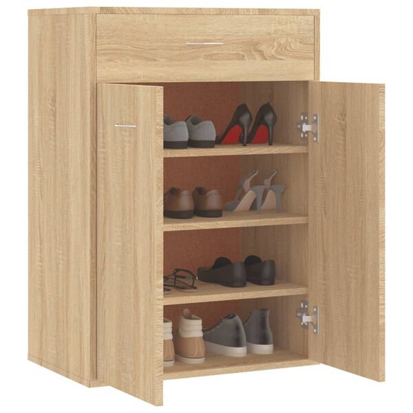 vidaXL Shoe Cabinet Sonoma Oak 60x35x84 cm Engineered Wood