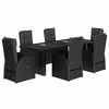 vidaXL 7 Piece Garden Dining Set with Cushions Black Poly Rattan
