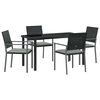 vidaXL Garden Dining Set 5 pcs Black and Light Grey PE Rattan