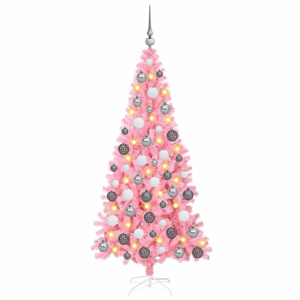 vidaXL Christmas Tree with 300 LEDs with Stand Pink 180 cm PVC