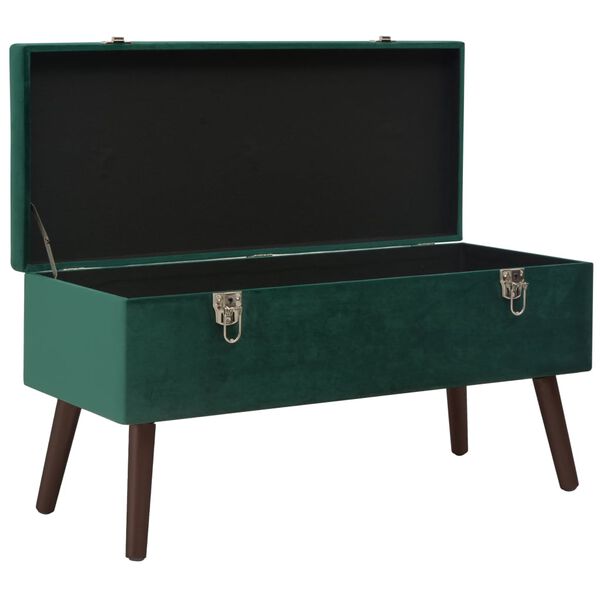 vidaXL Bench with Storage Compartment Green 80 cm Velvet