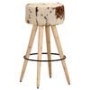 vidaXL Bar Stools 2 pcs Brown Rough Mango Wood and Real Leather