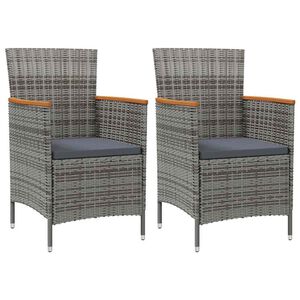 vidaXL Garden Dining Chairs 2 pcs Poly Rattan Grey
