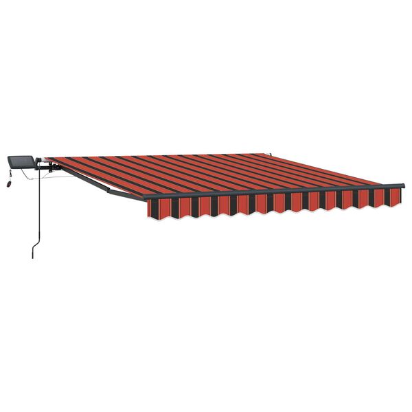 vidaXL Manual Retractable Awning with LED 300x250 cm Orange and Brown