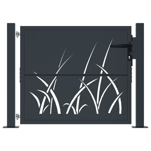 vidaXL Garden Gate Anthracite 100x100 cm Steel Grass Design