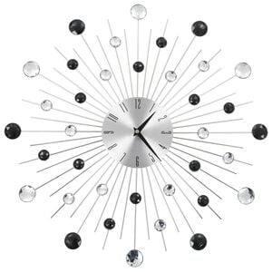 vidaXL Wall Clock | Silver and black | Aluminium frame with acrylic beads