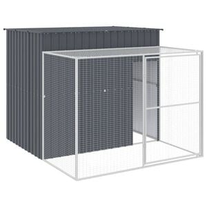 vidaXL Dog House with Run Anthracite 214x253x181 cm Galvanised Steel