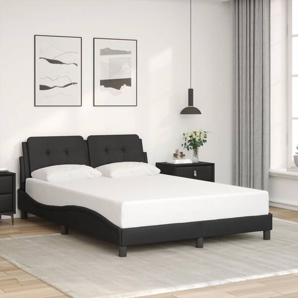 vidaXL Bed Frame without Mattress "Zadar" Black 137x190 cm Double Fabric