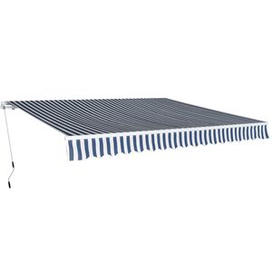 vidaXL Folding Awning Manual Operated 400 cm Blue/White (143025+143046)