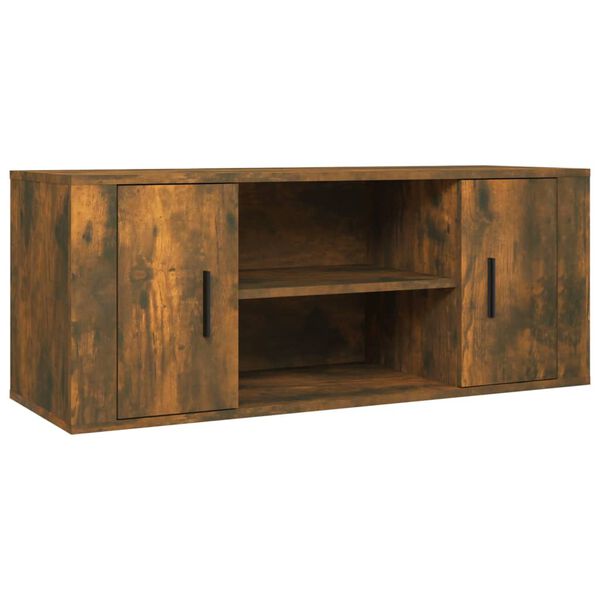 vidaXL TV Cabinet Smoked Oak 100x35x40 cm Engineered Wood