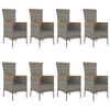 vidaXL 9 Piece Garden Dining Set with Cushions Grey Poly Rattan
