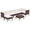 vidaXL 8 Piece Garden Lounge Set with Cushions Poly Rattan Brown