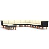 vidaXL 12 Piece Garden Lounge Set with Cushions Poly Rattan Black