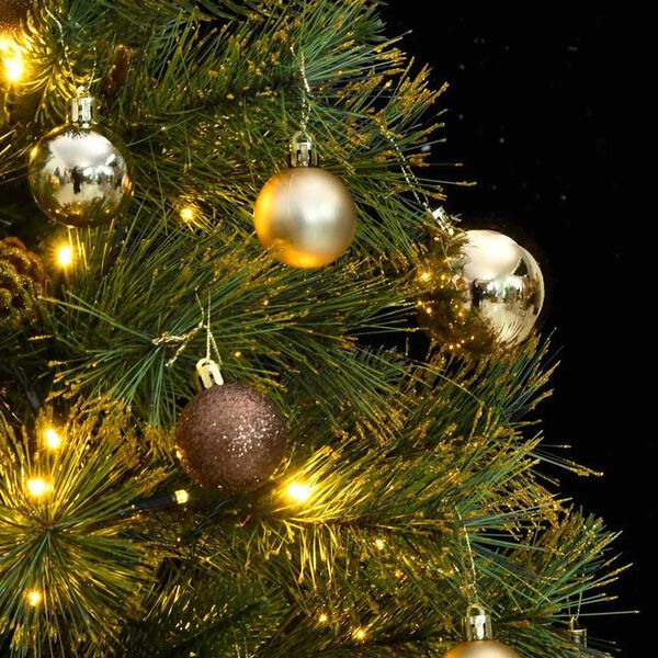 vidaXL Artificial Hinged Christmas Tree 150 LEDs & Ball Set 120 cm