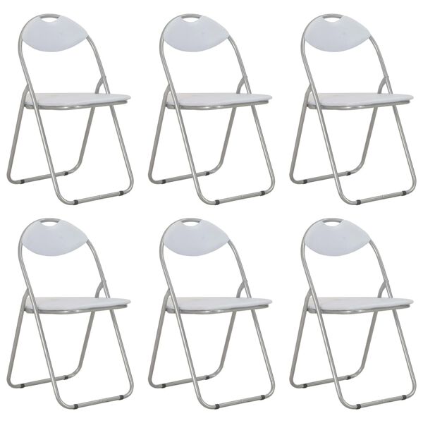vidaXL Folding Dining Chairs 6 pcs White Faux Leather