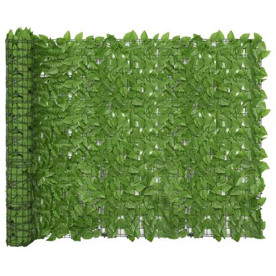 vidaXL Balcony Privacy Screen with Green Leaves 300x150 cm