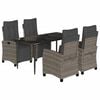 vidaXL 5 Piece Garden Dining Set with Cushions Grey Poly Rattan