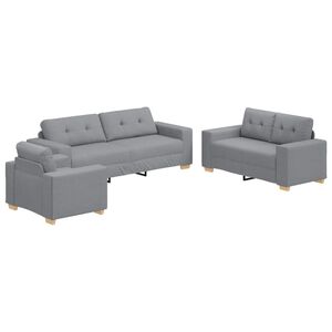 vidaXL Sofa 3 pcs Light Grey 221 x 80 x 80 cm Fabric
