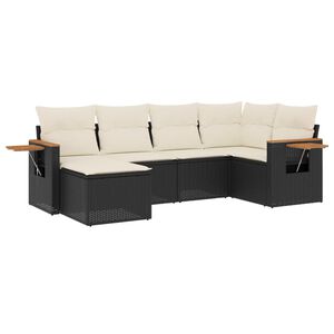vidaXL 6 Piece Garden Sofa Set with Cushions Black Poly Rattan