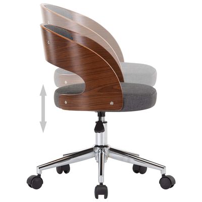 vidaXL Swivel Dining Chairs 4 pcs Grey Bent Wood and Fabric