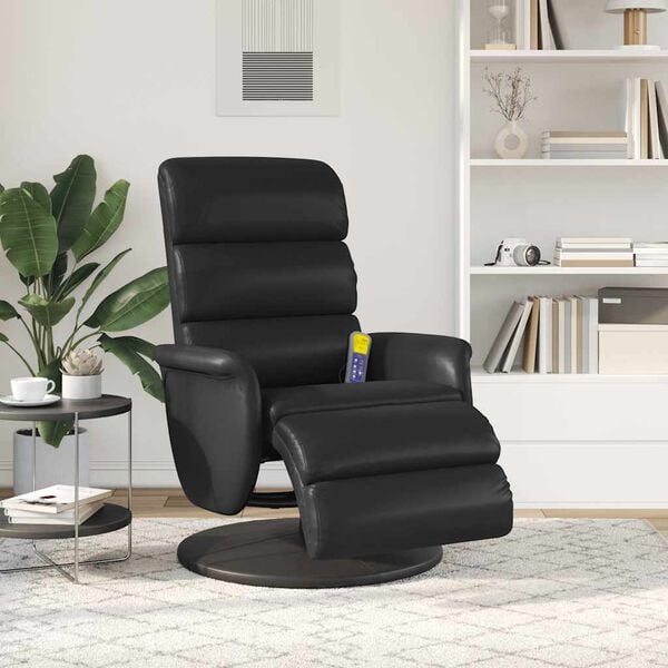 vidaXL Massage Recliner Chair with Footrest Black Faux Leather