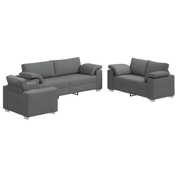 vidaXL Sofa 3 pcs Dark Grey 219 x 80 x 82 cm Fabric
