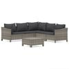 vidaXL 6 Piece Garden Lounge Set with Cushions Grey Poly Rattan