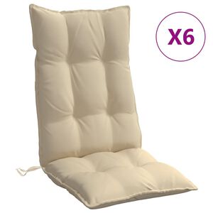 vidaXL Highback Chair Cushions 6 pcs Beige Oxford Fabric
