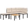 vidaXL Garden Bench Set with Cushions 4 pcs Black Powder-coated Steel