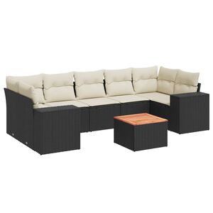 vidaXL 8 Piece Garden Sofa Set with Cushions Black Poly Rattan