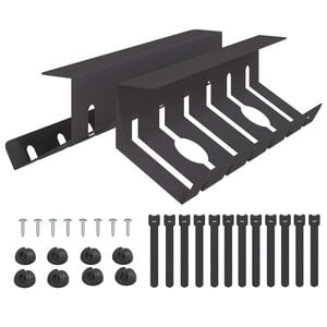 vidaXL Under Desk Cable Management Tray 2 pcs Black