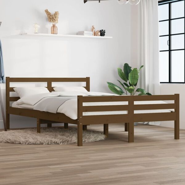 vidaXL Bed Frame without Mattress Honey Brown Solid Wood 150x200 cm King Size