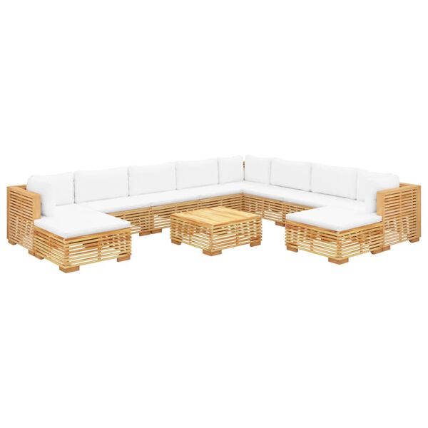 vidaXL 11 Piece Garden Lounge Set with Cushions Solid Teak Wood