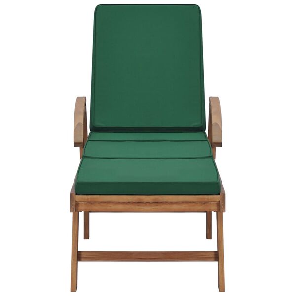 vidaXL Sun Loungers with Cushions 2 pcs Solid Teak Wood Green