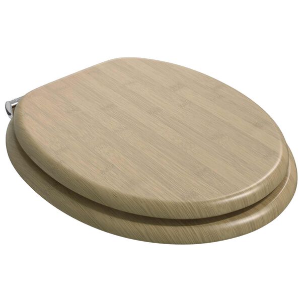 vidaXL WC Toilet Seats 2 pcs with Soft Close Lids MDF Bamboo Design