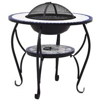 vidaXL Mosaic Fire Pit Table Blue and White 68 cm Ceramic