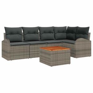 vidaXL Garden Sofa Set with Storage 6 pcs Grey Poly Rattan