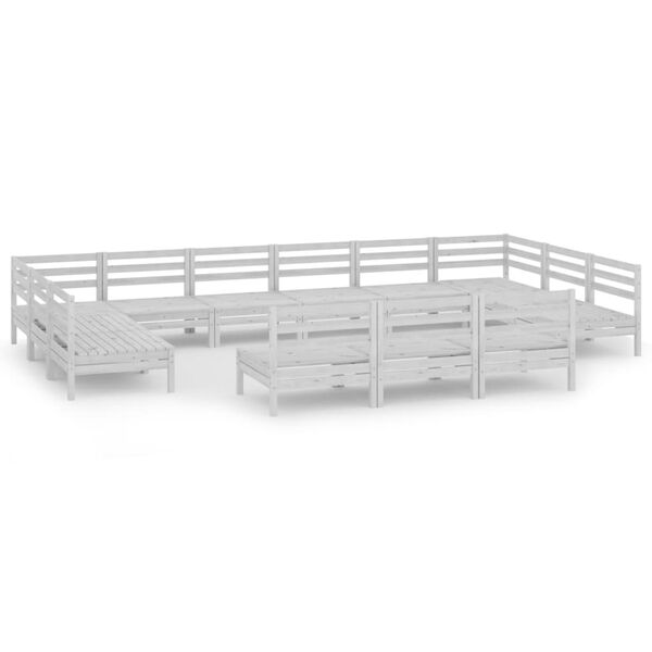 vidaXL 13 Piece Garden Lounge Set White Solid Wood Pine